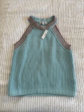 NWT! Madewell Aqua Knit Halter Tank with Contrasting Trim